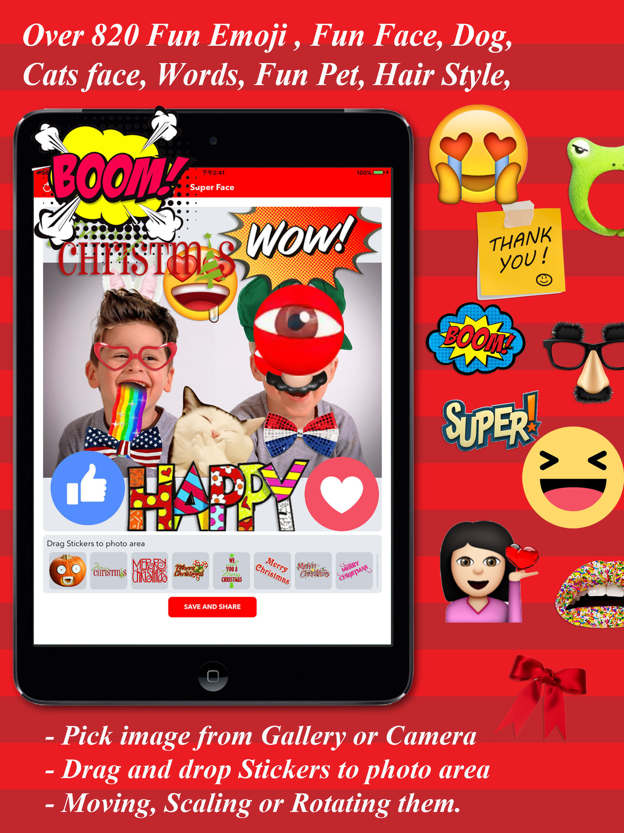 SuperFace - Fun Face Emoji Stickers Maker screenshot 3