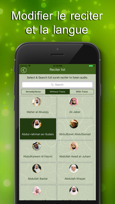 Screenshot #1 pour Quran Audio - multi reciter et langue
