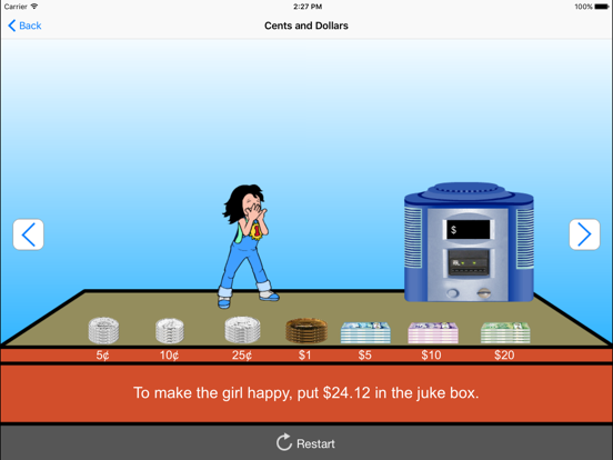 Paying with Coins and Bills (Canadian Currency) iPad screenshot 4 - Education app