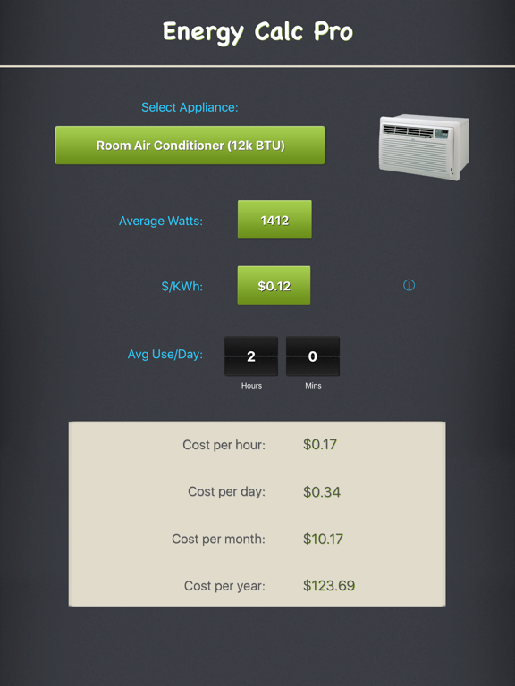 Screenshot #6 pour Energy Calc Pro - Appliance Energy Cost Calculator
