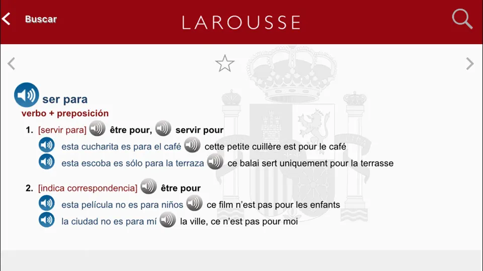 Captura de pantalla de Gran Diccionario Francés-español Larousse en iPhone 5