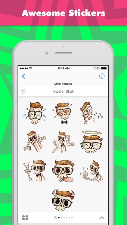 Hipster Skull stickers by Mike Koubou