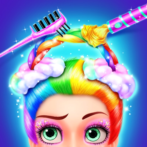 Rainbow Hair Salon! Girl Kids Dressup Makeup Games iOS App