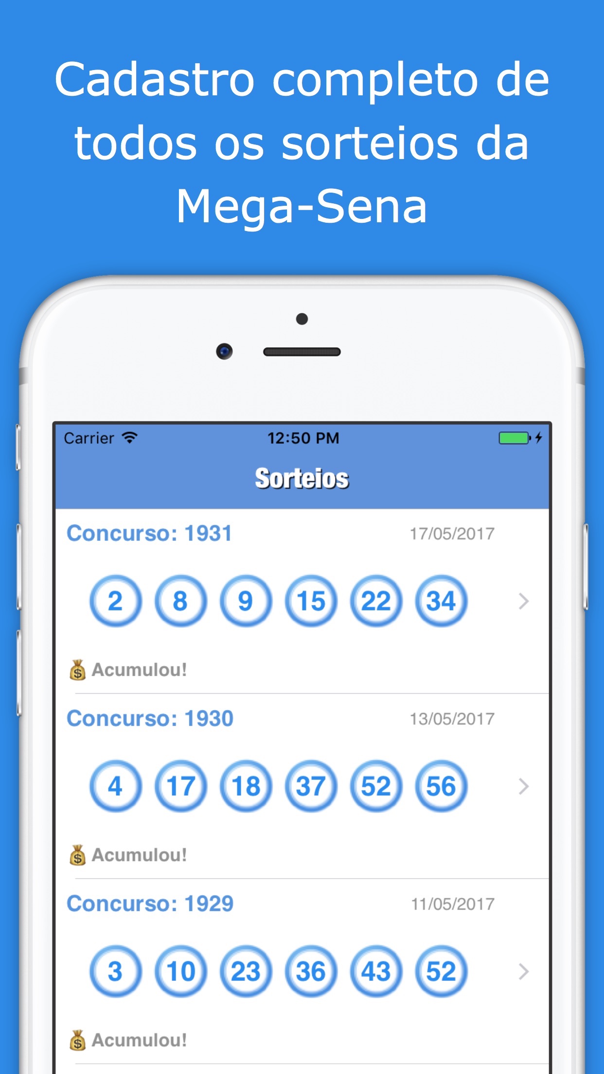 Screenshot do app Ganhei? - Resultados Mega Sena