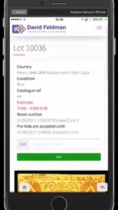 David Feldman Auctioneers screenshot #3 for iPhone