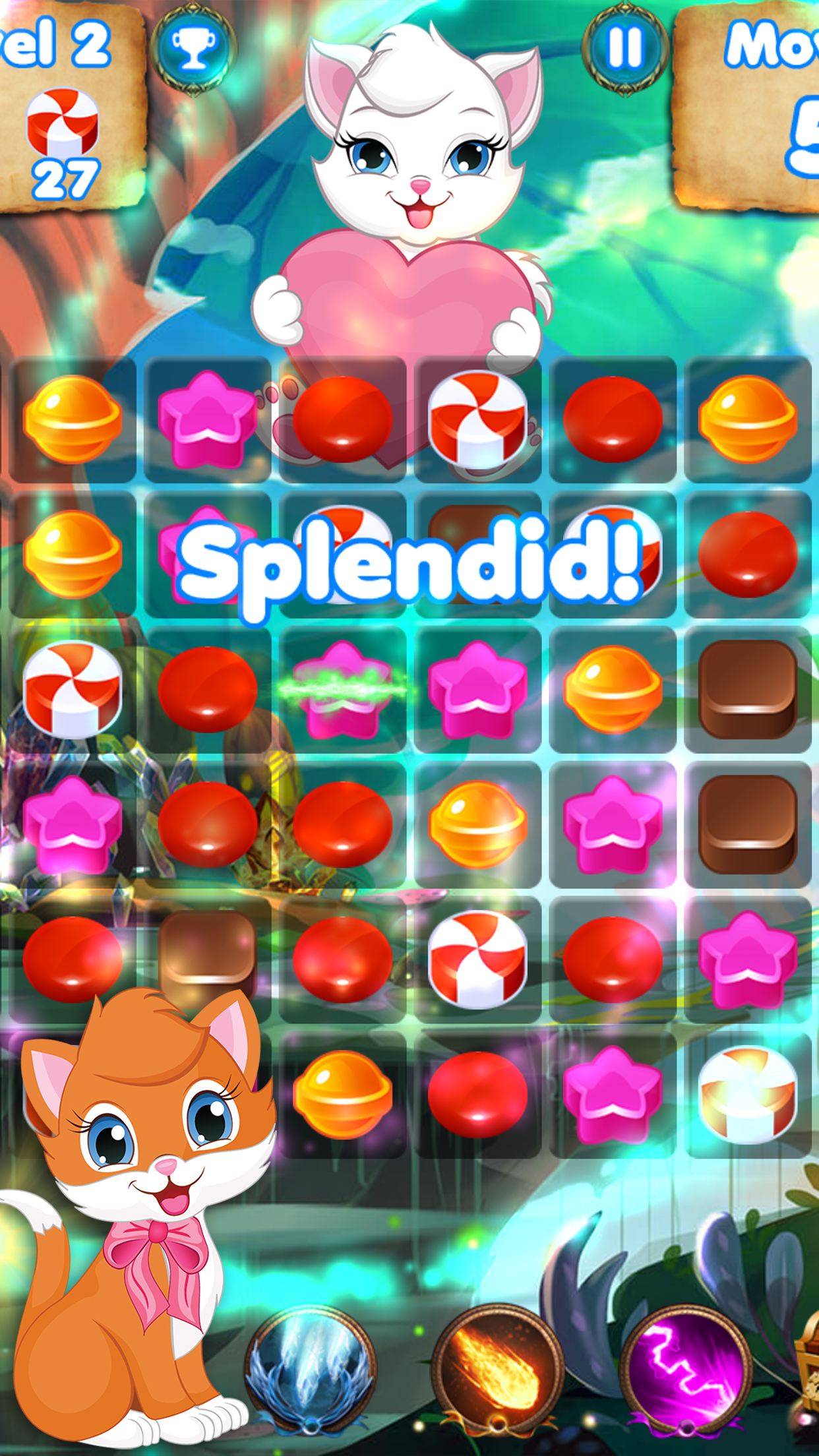 Kitty Crush - puzzle games with cats and candy screenshot 3