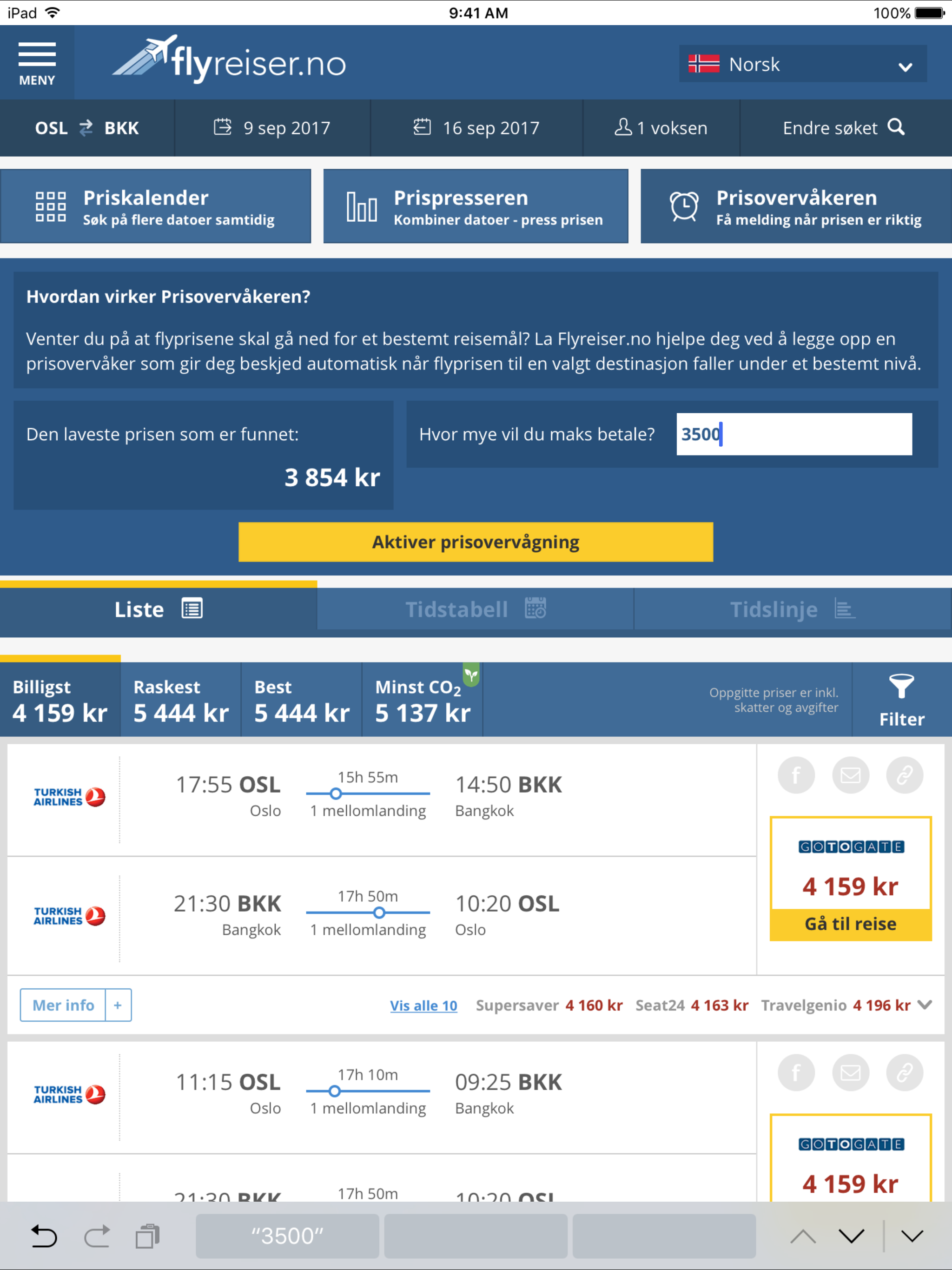 Flyreiser.no screenshot 8