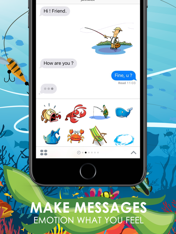 Screenshot #5 pour Fishing Emojis Stickers by ChatStick