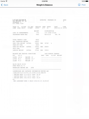 Pan Aero Weight and Balance F70/100 screenshot 2