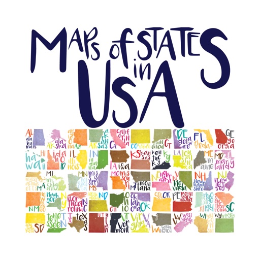 Maps of States in U.S.A. stickers for iMessage iOS App