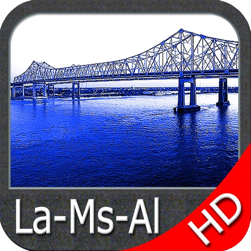 Louisiana Mississippi Alabama HD GPS Map Navigator