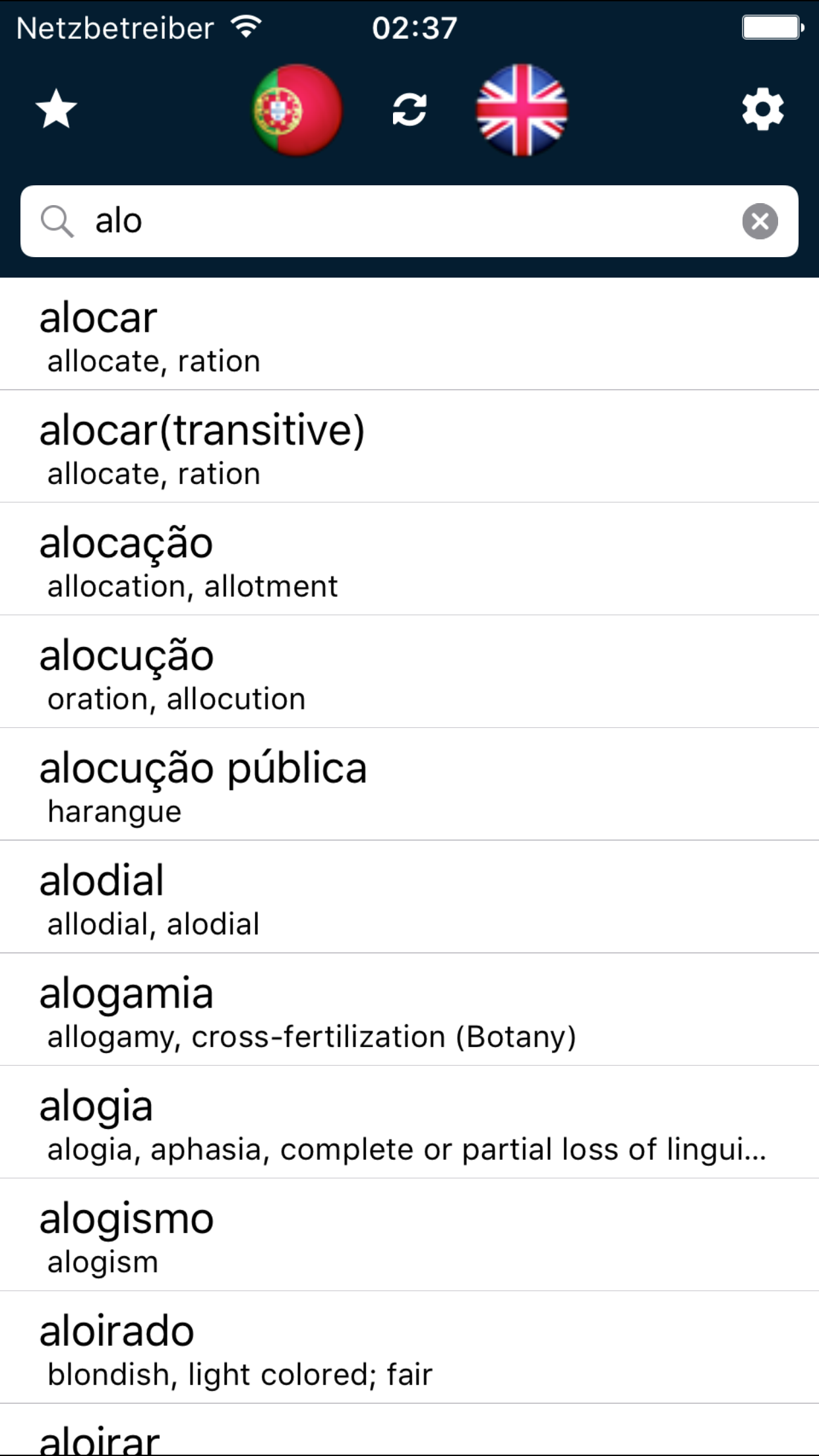 Portuguese English Dictionary