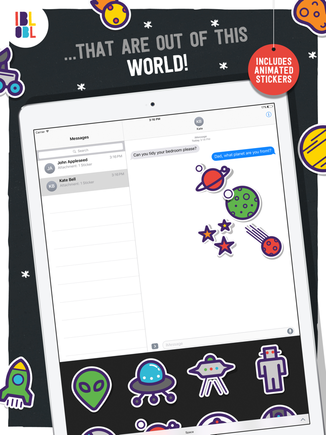 ‎Ibbleobble Space Stickers for iMessage Screenshot