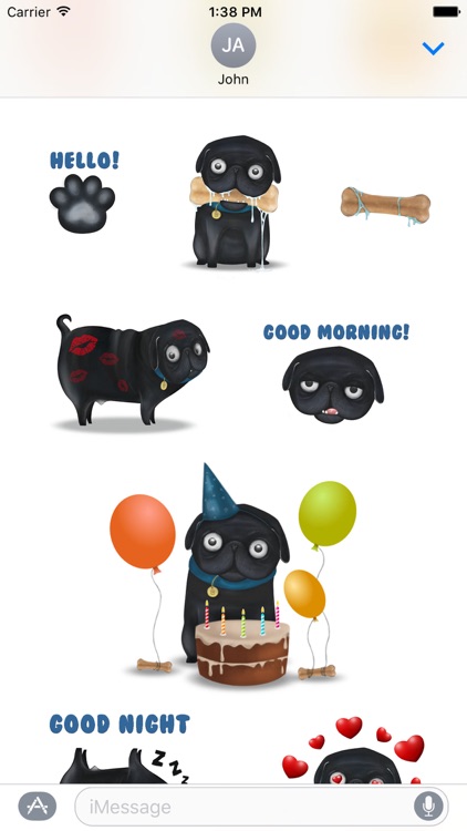 Black Pug Emoji Stickers screenshot-3