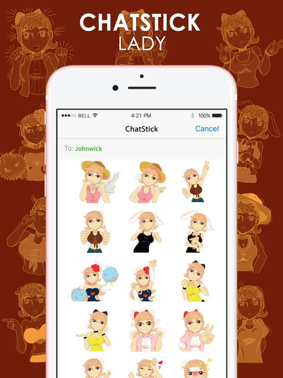 Lady Isan cute cute Stickers for iMessage iPad screenshot