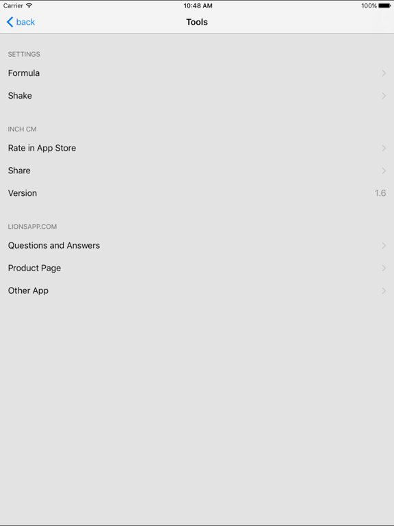 Inch Centimeter iPad screenshot