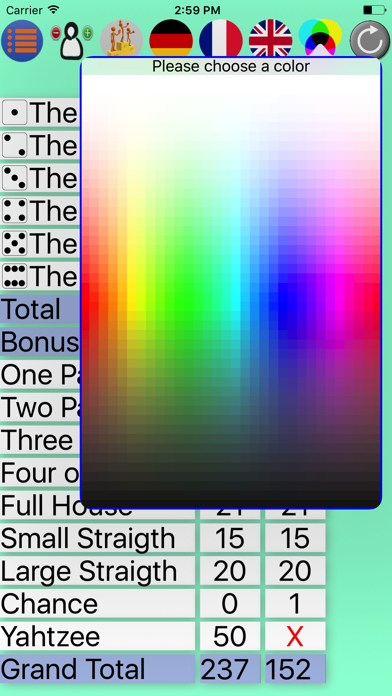 Yatzy Pocket Scorecard Screenshot
