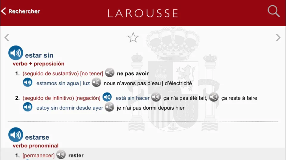 Capture d'écran de Grand Dictionnaire Espagnol/Français Larousse sur iPhone 5
