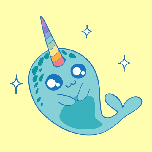 Dreamy The Narwhal - Kawaii Ocean Animal Stickers by Adelyn Li Ting Tam