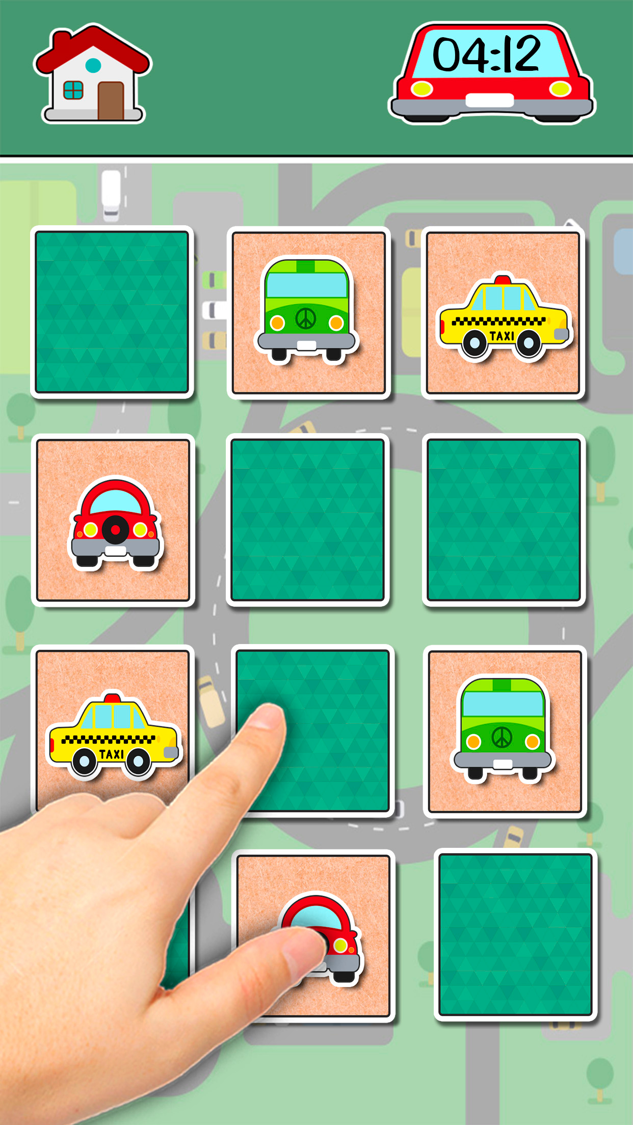 Cars find the Pairs learning game
