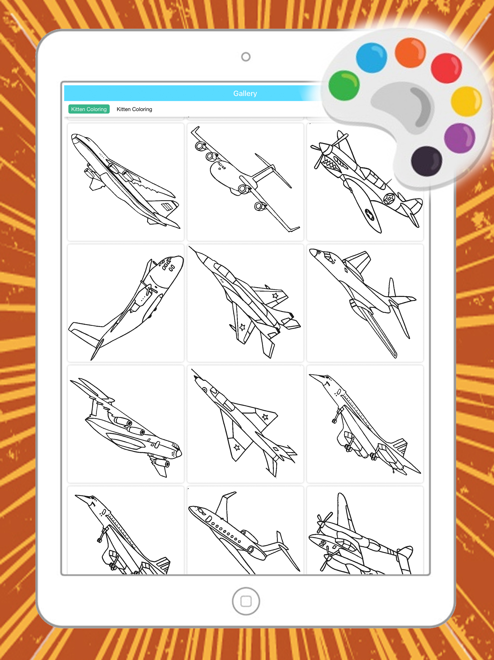 Air Plane Flight Coloring Book for kid