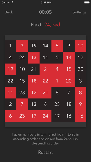 ‎Schulte Table - improve fast reading and attention Screenshot