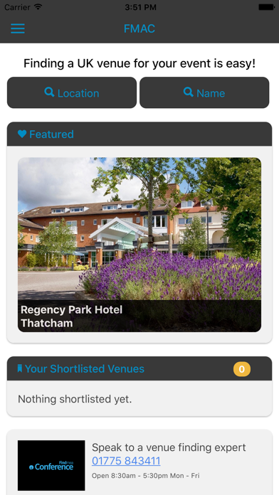 Screenshot 1 of FMAC Venue Finder App