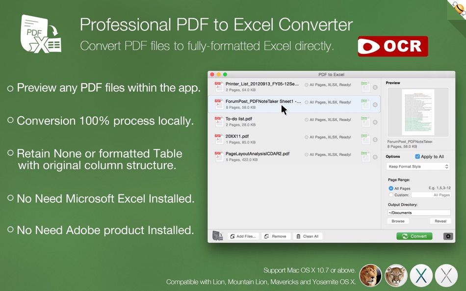 #1. PDF to Excel OCR Converter (macOS) 由: Flyingbee Software Co., Ltd.