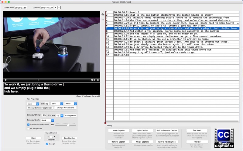 Screenshot #1 pour MovieCaptioner