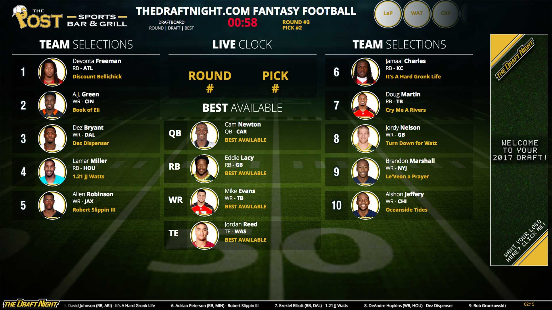 theDraftNight Fantasy Football Draft Board