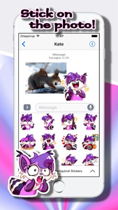 Love Stickers: Astro Squirrel Violet screenshot #4 for iPhone