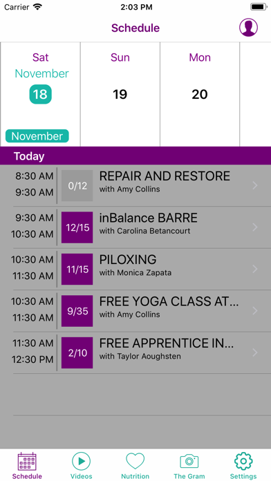 Screenshot #1 pour inBalance Fitness and Wellness