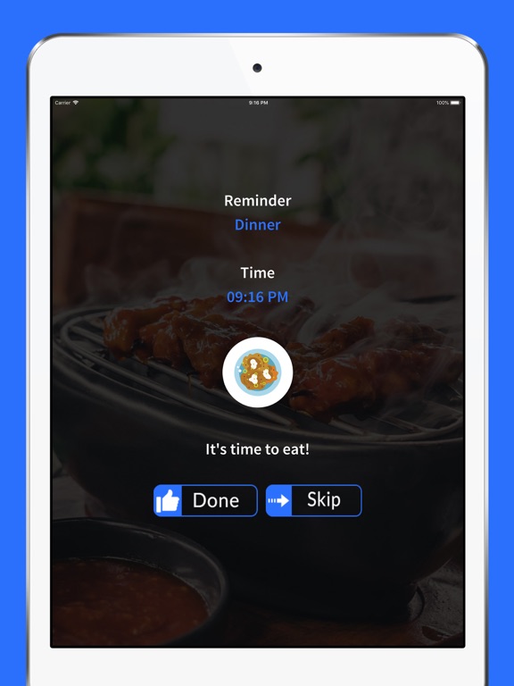 Meal Reminder - Time to Eat iPad screenshot