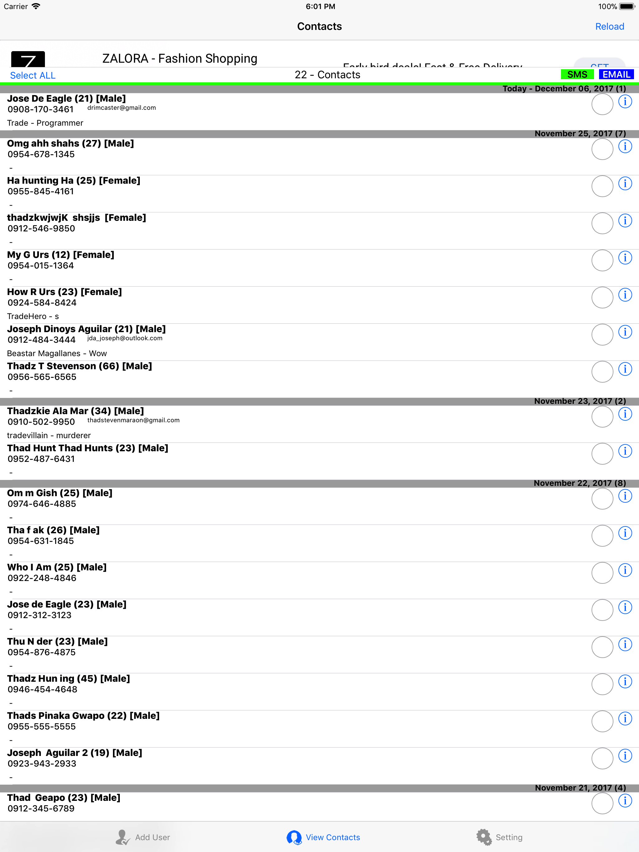 Contacts Diary
