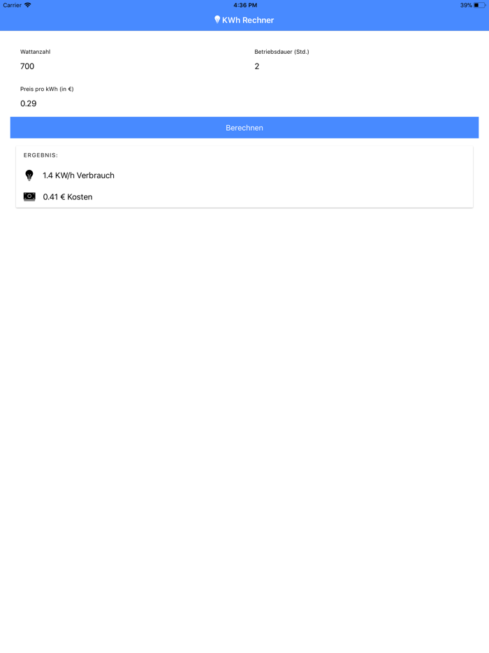 KWh Rechner - Stromrechner