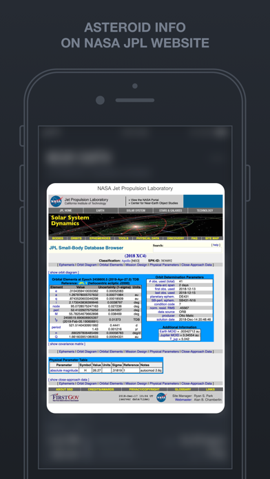 Asteroids catalogueスクリーンショット