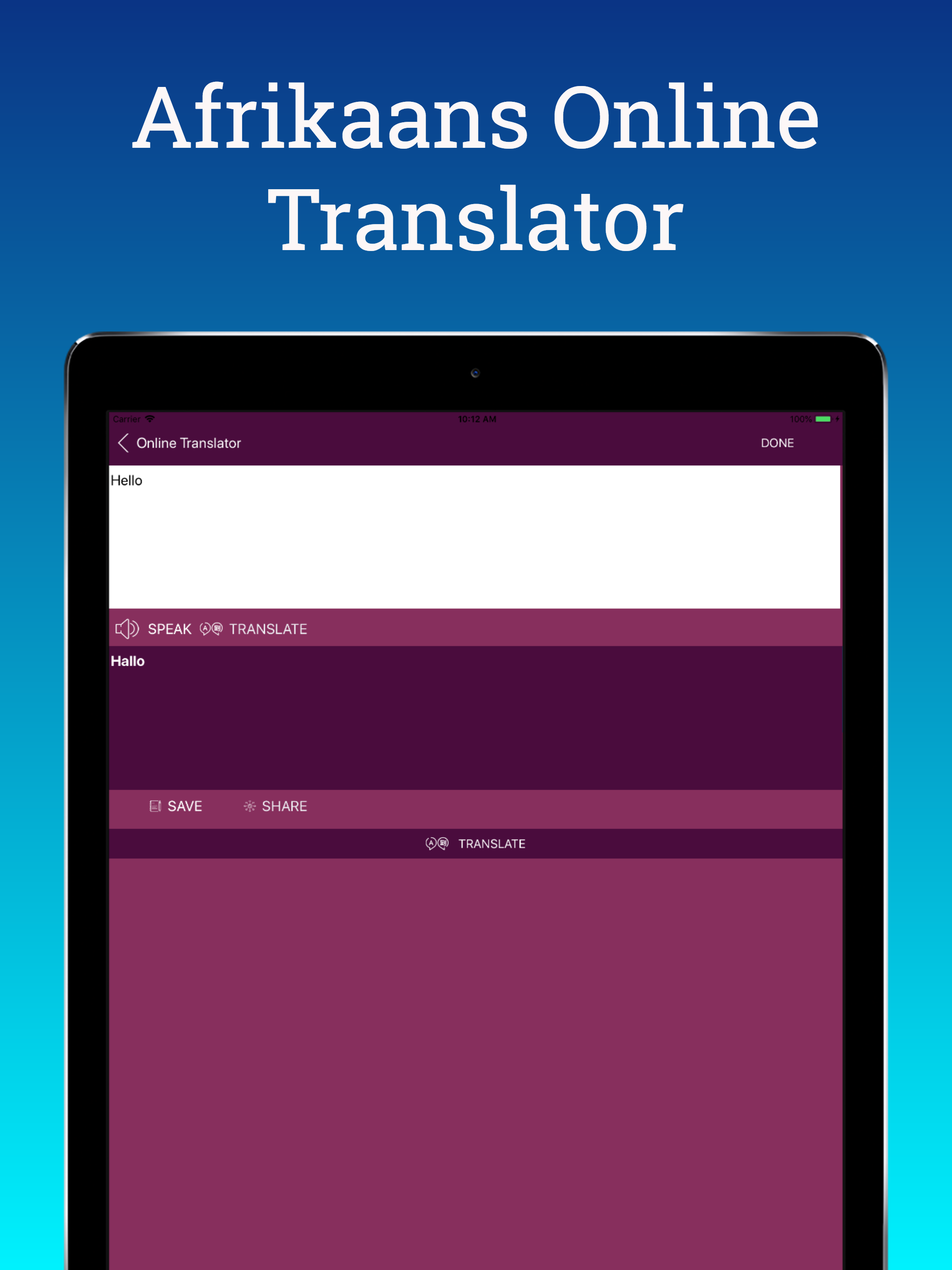 English Afrikaans Translator