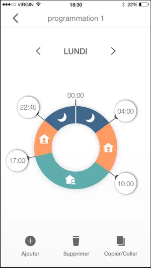 Capture d'écran de Thermostat Connecté sur iPhone 4