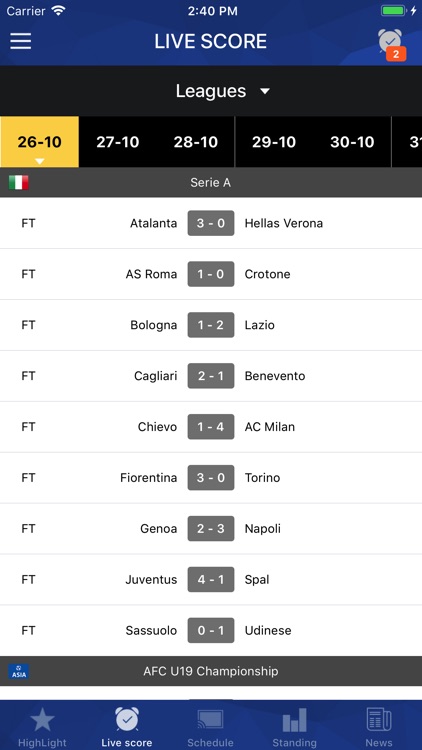 Live Football Scores, Fixtures & Results