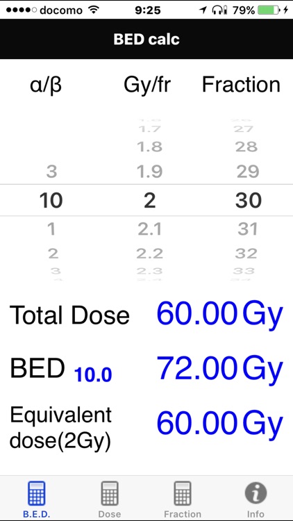 BED calculator : Biological equivalent dose