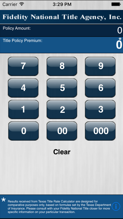 Texas Title Rate Calculator iPhone screenshot 1 - Business app