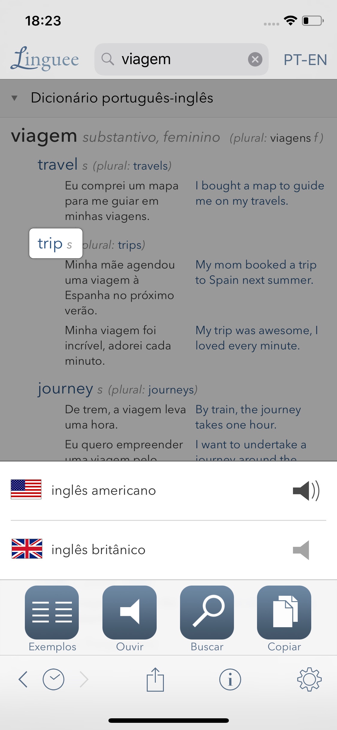 Screenshot do app Dicionário Linguee