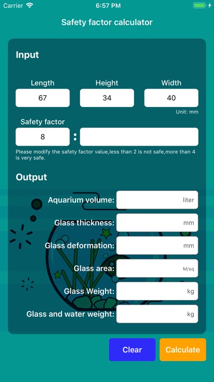 aquarium glass thickness calculator safety factor