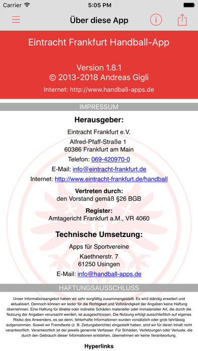 Eintracht Frankfurt Handball Screenshot