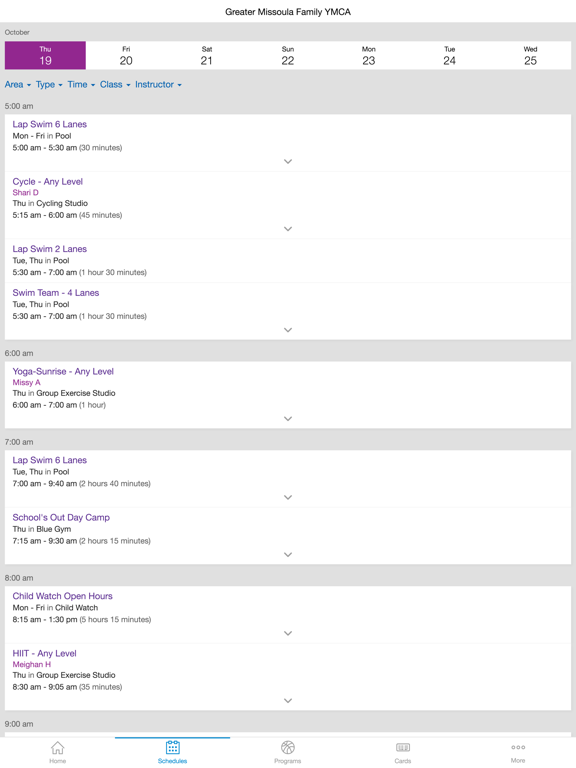 Missoula Family YMCA iPad screenshot