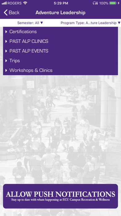 ECU Rec and Wellness Screenshot