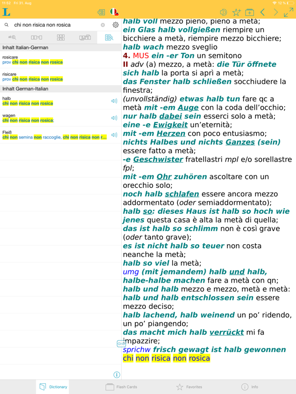 German Italian XL Dictionary iPad screenshot