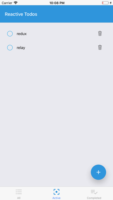 ReactiveTodos screenshot 2