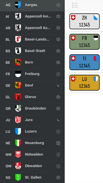 Swiss Plates Pro App-Screenshot