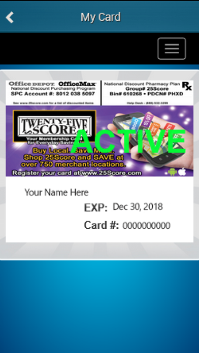 25Score - SCV & AV Discount Membership Card Screenshot 2 - AppWisp.com 25Score - SCV & AV Discount Membership Card Screenshot 2 - AppWisp.com